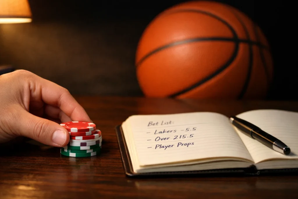 Bankroll Management Basketball Wetten — Notizbuch mit Einsatzplanung