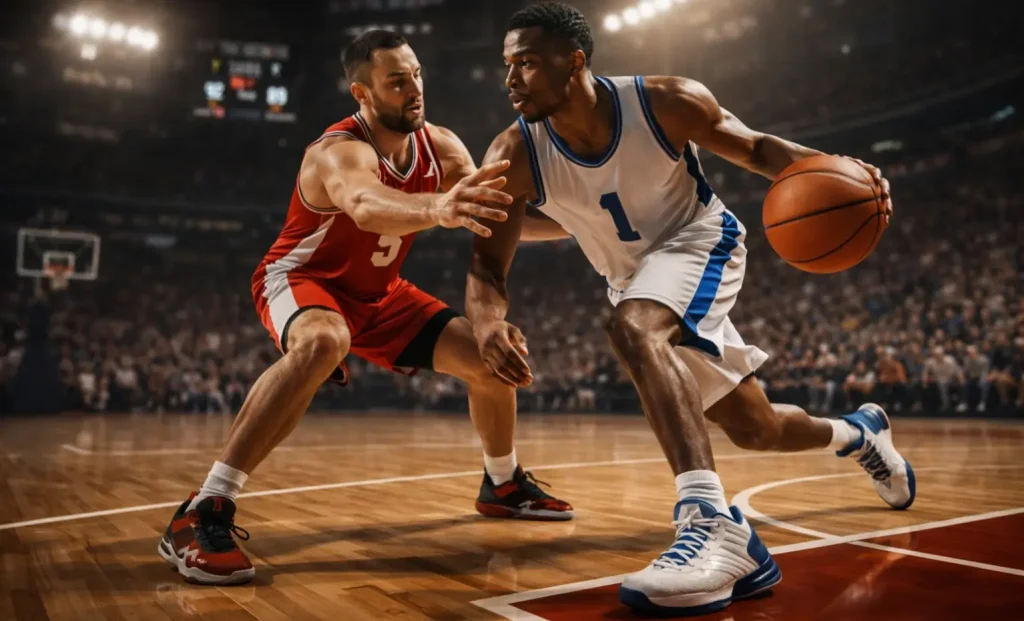 Basketball Handicap Wette — Spieler kämpft um den Spread