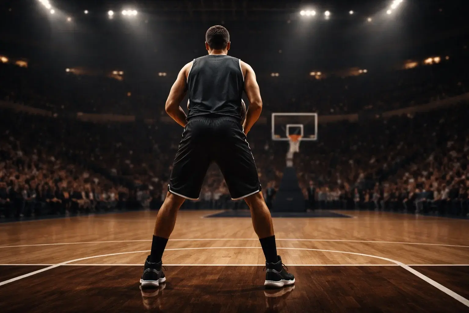 Basketball-Siegwette und Moneyline — Spieler am Freiwurfpunkt in einer NBA-Halle