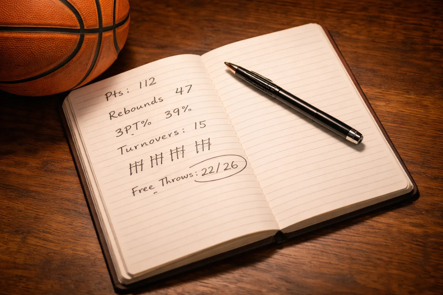 Basketball Statistiken für Wetten — Notizbuch mit Spielanalyse
