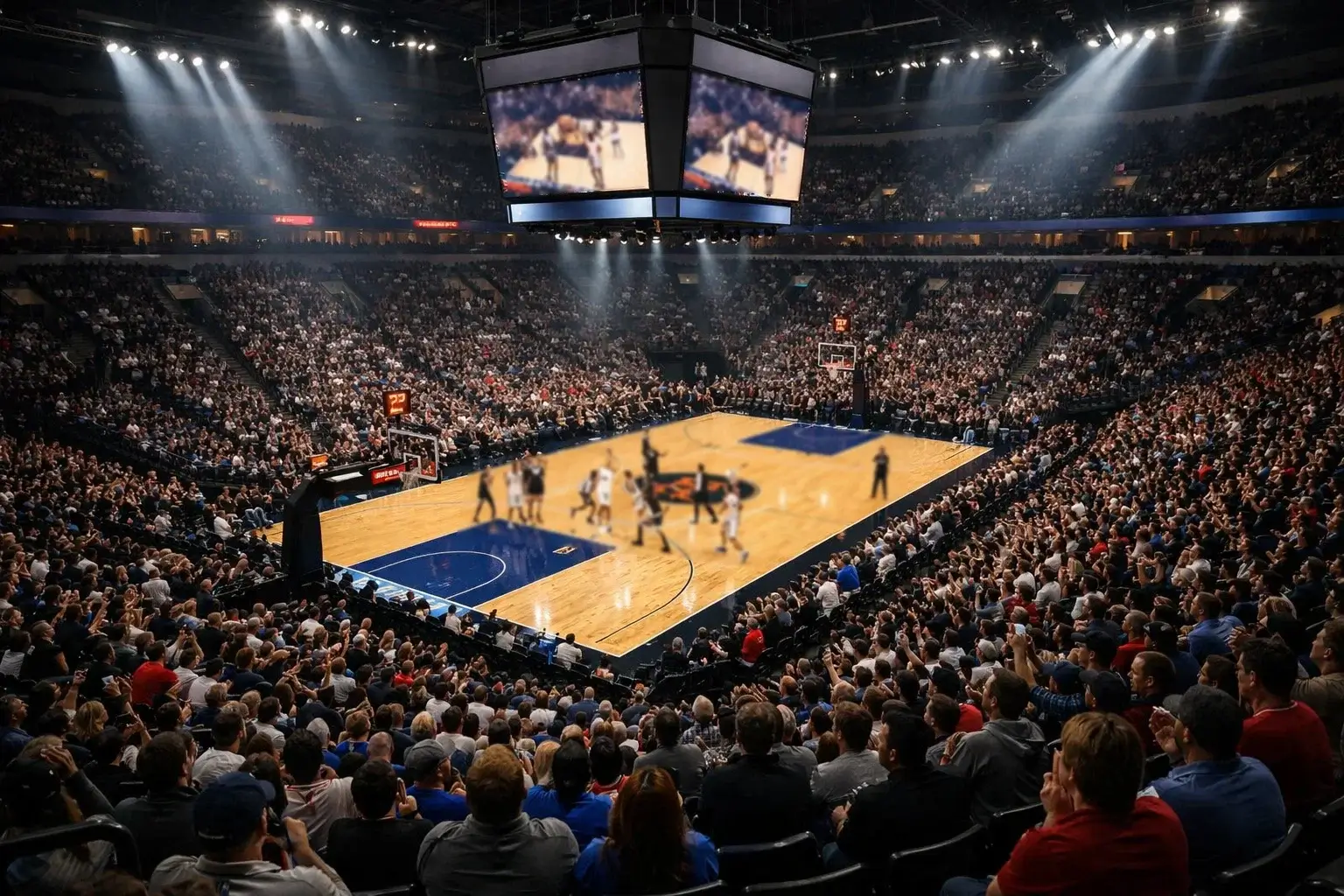 NBA Playoffs Wetten — Basketballhalle in Playoff-Atmosphäre
